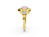 Yellow gold Milgrain Fancy Pink Asscher Cut Diamond Halo Split Shank Ring_2