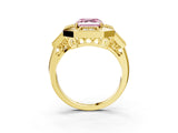 Yellow gold Milgrain Fancy Pink Asscher Cut Diamond Halo Split Shank Ring_3