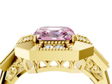 Yellow gold Milgrain Fancy Pink Asscher Cut Diamond Halo Split Shank Ring_4