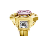 Yellow gold Milgrain Fancy Pink Asscher Cut Diamond Halo Split Shank Ring_5