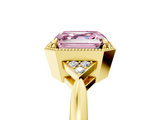 Yellow gold Milgrain Fancy Pink Asscher  Cut Diamond Ring with Tapered Pave Band and Four Prong Setting_22
