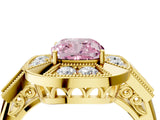 Yellow gold Milgrain Fancy Pink Cushion Cut Diamond Halo Split Shank Ring_16