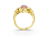 Yellow gold Milgrain Fancy Pink Cushion Cut Diamond Halo Split Shank Ring_9
