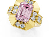 Yellow gold Milgrain Fancy Pink Emerald Cut Diamond Halo Split Shank Ring_1