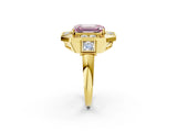 Yellow gold Milgrain Fancy Pink Emerald Cut Diamond Halo Split Shank Ring_2
