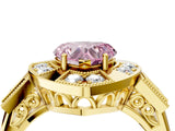 Yellow gold Milgrain Fancy Pink Heart Cut Diamond Halo Split Shank Ring_10