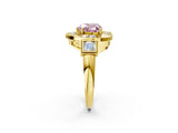 Yellow gold Milgrain Fancy Pink Heart Cut Diamond Halo Split Shank Ring_14