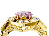 Yellow gold Milgrain Fancy Pink Heart Cut Diamond Halo Split Shank Ring_16