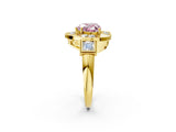Yellow gold Milgrain Fancy Pink Heart Cut Diamond Halo Split Shank Ring_8