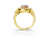 Yellow gold Milgrain Fancy Pink Heart Cut Diamond Halo Split Shank Ring_9