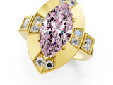 Yellow gold Milgrain Fancy Pink Marquise Cut Diamond Halo Split Shank Ring_1