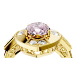 Yellow gold Milgrain Fancy Pink Marquise Cut Diamond Halo Split Shank Ring_4