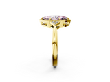 Yellow gold Milgrain Fancy Pink Marquise  Cut Diamond Ring with Tapered Pave Band and Four Prong Setting_5