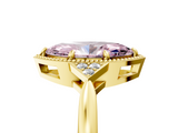 Yellow gold Milgrain Fancy Pink Marquise  Cut Diamond Ring with Tapered Pave Band and Four Prong Setting_8