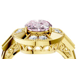 Yellow gold Milgrain Fancy Pink Oval Cut Diamond Halo Split Shank Ring_4