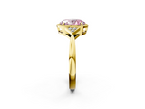 Yellow gold Milgrain Fancy Pink Oval  Cut Diamond Ring with Tapered Pave Band and Four Prong Setting_5