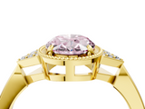 Yellow gold Milgrain Fancy Pink Oval  Cut Diamond Ring with Tapered Pave Band and Four Prong Setting_7