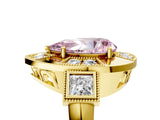 Yellow gold Milgrain Fancy Pink Pear Cut Diamond Halo Split Shank Ring_11