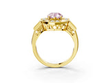 Yellow gold Milgrain Fancy Pink Pear Cut Diamond Halo Split Shank Ring_3