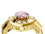 Yellow gold Milgrain Fancy Pink Pear Cut Diamond Halo Split Shank Ring_4