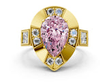 Yellow gold Milgrain Fancy Pink Pear Cut Diamond Halo Split Shank Ring_6