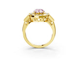 Yellow gold Milgrain Fancy Pink Pear Cut Diamond Halo Split Shank Ring_9