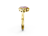 Yellow gold Milgrain Fancy Pink Pear  Cut Diamond Ring with Tapered Pave Band and Four Prong Setting_5