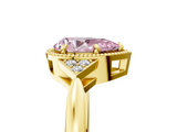 Yellow gold Milgrain Fancy Pink Pear  Cut Diamond Ring with Tapered Pave Band and Four Prong Setting_8