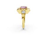 Yellow gold Milgrain Fancy Pink Princess Cut Diamond Halo Split Shank Ring_2