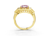 Yellow gold Milgrain Fancy Pink Princess Cut Diamond Halo Split Shank Ring_3