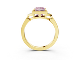 Yellow gold Milgrain Fancy Pink Princess  Cut Diamond Ring with Tapered Pave Band and Four Prong Setting_26