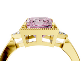 Yellow gold Milgrain Fancy Pink Princess  Cut Diamond Ring with Tapered Pave Band and Four Prong Setting_27