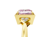 Yellow gold Milgrain Fancy Pink Princess  Cut Diamond Ring with Tapered Pave Band and Four Prong Setting_28