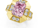 Yellow gold Milgrain Fancy Pink Radiant Cut Diamond Halo Split Shank Ring_1