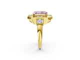 Yellow gold Milgrain Fancy Pink Radiant Cut Diamond Halo Split Shank Ring_2