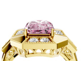 Yellow gold Milgrain Fancy Pink Radiant Cut Diamond Halo Split Shank Ring_4