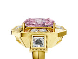 Yellow gold Milgrain Fancy Pink Radiant Cut Diamond Halo Split Shank Ring_5