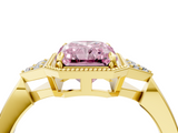 Yellow gold Milgrain Fancy Pink Radiant  Cut Diamond Ring with Tapered Pave Band and Four Prong Setting_7
