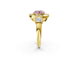 Yellow gold Milgrain Fancy Pink Round Cut Diamond Halo Split Shank Ring_2