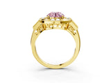 Yellow gold Milgrain Fancy Pink Round Cut Diamond Halo Split Shank Ring_3