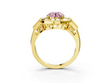 Yellow gold Milgrain Fancy Pink Round Cut Diamond Halo Split Shank Ring_9