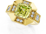 Yellow gold Milgrain Fancy Yellow Asscher Cut Diamond Halo Split Shank Ring_1