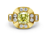 Yellow gold Milgrain Fancy Yellow Cushion Cut Diamond Halo Split Shank Ring_6