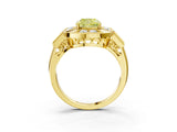Yellow gold Milgrain Fancy Yellow Cushion Cut Diamond Halo Split Shank Ring_9