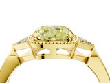 Yellow gold Milgrain Fancy Yellow Cushion  Cut Diamond Ring with Tapered Pave Band and Four Prong Setting_7