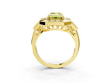 Yellow gold Milgrain Fancy Yellow Emerald Cut Diamond Halo Split Shank Ring_3