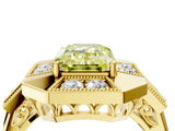 Yellow gold Milgrain Fancy Yellow Emerald Cut Diamond Halo Split Shank Ring_4