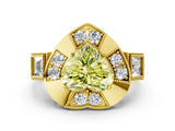 Yellow gold Milgrain Fancy Yellow Heart Cut Diamond Halo Split Shank Ring_12