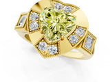 Yellow gold Milgrain Fancy Yellow Heart Cut Diamond Halo Split Shank Ring_13