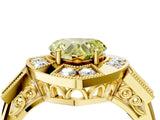 Yellow gold Milgrain Fancy Yellow Heart Cut Diamond Halo Split Shank Ring_16